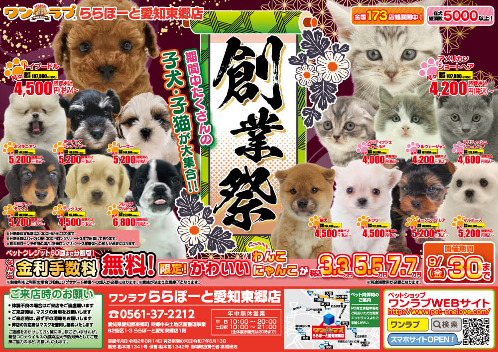 20220903-ペットショップワンラブ ららぽーと東郷店チラシ