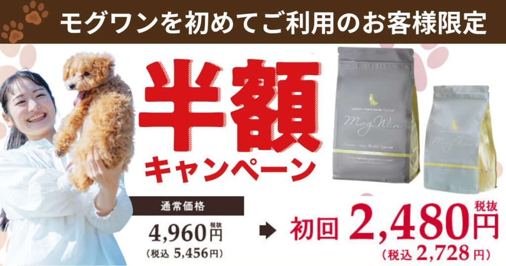 モグワンが初回半額キャンペーン開催中【2026年5月】最安値の購入方法
