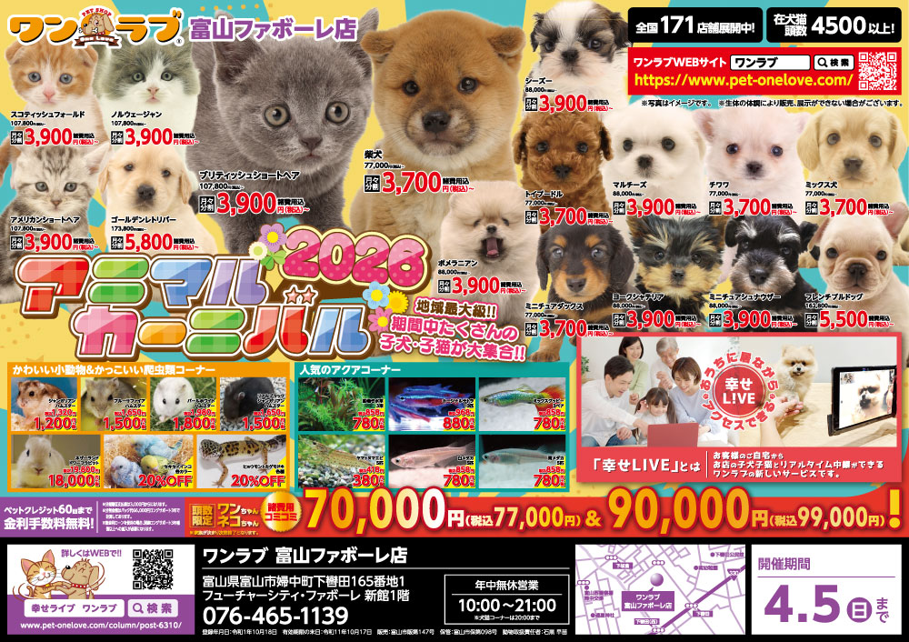 アニマルカーニバル 開催!!】富山県 ワンラブ 富山ファボーレ店