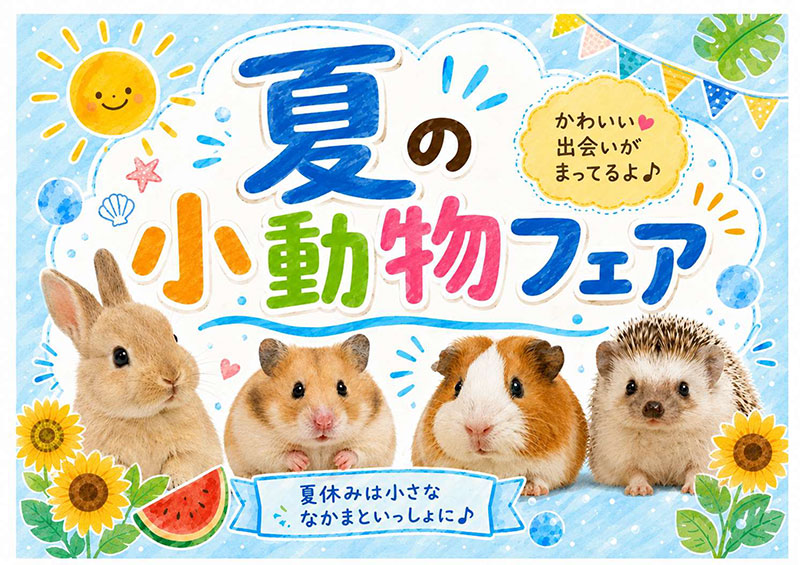 ペットショップワンラブ 7月 夏の小動物フェア開催