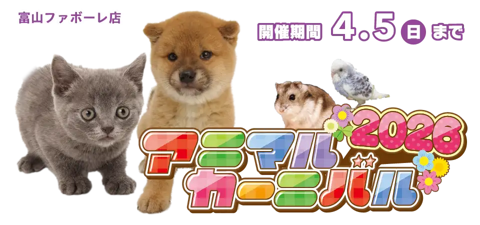 【アニマルカーニバル 開催!!】富山県 ワンラブ 富山ファボーレ店 アニマルイベント 開催中!! 3/20～4/5まで
