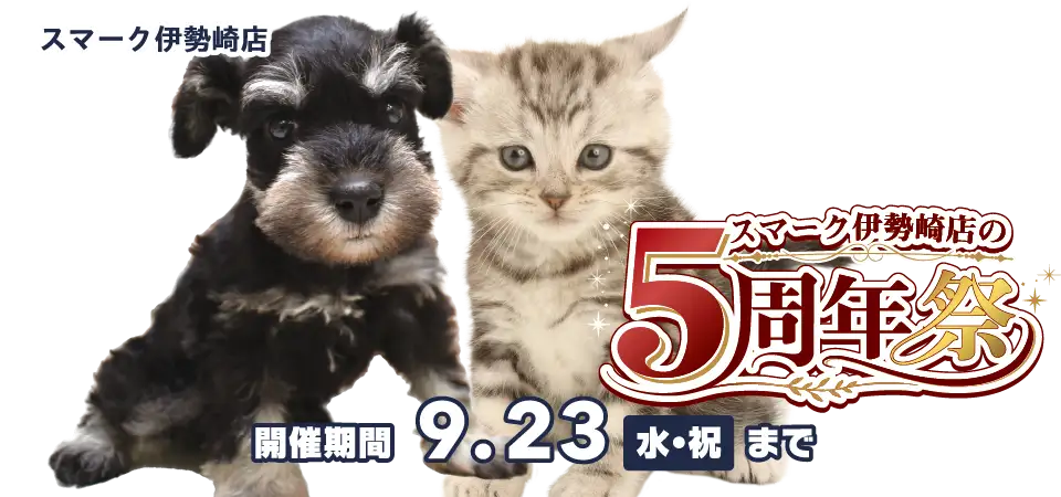 【祝!5周年記念祭 開催!!】群馬県 ワンラブ スマーク伊勢崎店 5th Anniversary 開催中!! 9/5～9/23まで