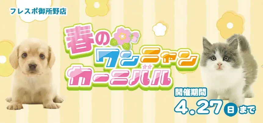 【春のワンニャンカーニバル 開催！！】秋田県 ワンラブ フレスポ御所野店 春のイベント開催！！4/12～4/27まで｜ワンラブグループ