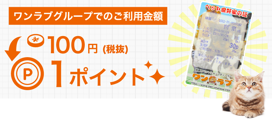 ワンラブグループでのご利用金額税込100円ごとに1ポイント！