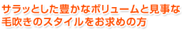 サラッとした豊かなボリュームと見事な毛吹きのスタイルをお求めの方